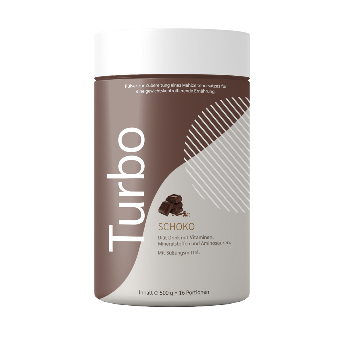 Schokoladen-Mahlzeitenersatz-Drink von CoGAP Turbo, ideal für Diäten und Gewichtsabnahme, in einem bequemen Trinkglas.